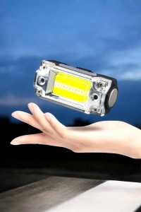 Beyaz Led Işık Sensörlü Kafa Lambası Lityum Batarya Led El Fenerli Şarjlı