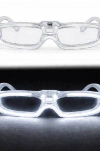 Beyaz LED Işıklı Parti Gözlüğü - 3 Modlu