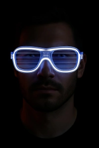 Beyaz Led Işıklı Parti Gözlüğü - Neon Glow Şerit Gözlük 3 Modlu