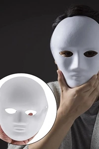 Beyaz Renk Boyanabilir Tam Yüz Cosplay Maske 24x18 cm