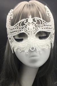 Beyaz Renk Dantel Kesim Balo Maskesi