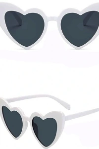 Beyaz Renk Kalp Şekilli Parti Gözlüğü
