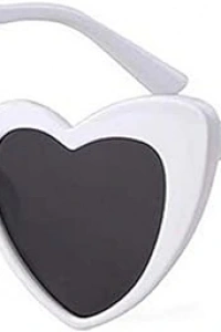 Beyaz Renk Kalp Şekilli Parti Gözlüğü