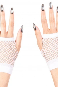 Beyaz Renk Kısa Boy Fileli Örgü Eldiven