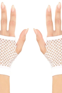 Beyaz Renk Kısa Boy Fileli Örgü Eldiven