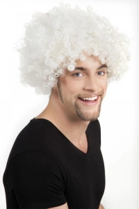 Beyaz Renk Kıvırcık Afro Bonus Peruk