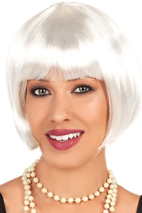 Beyaz Renk Parti Peruğu Kısa Küt Saç