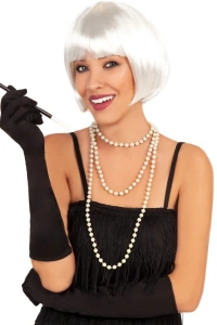 Beyaz Renk Parti Peruğu Kısa Küt Saç