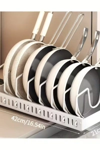 Beyaz Renk Teleskopik Raylı Tava Tencere Organizeri