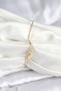 Beyaz Sedefli Yonca Model Gold Renk Kadın Bileklik