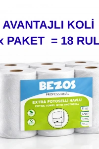 Professional Fotoselli Havlu 18 Rulo – 2 Katlı %100 Selüloz 21 cm Endüstriyel Kağıt Havlu 3X6 Rulo