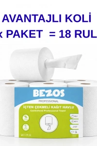 Professional İçten Çekmeli Kağıt Havlu 3 Koli | 18 Rulo | Endüstriyel Kullanım