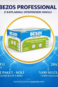 Professional Z Katlamalı Dispenser Havlu 2 Katlı %100 Selüloz 20x22 cm 3 Koli (36 Paket)