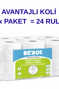 Profesyonel İçten Çekmeli Tuvalet Kağıdı 24 Rulo | Mini Cimri | 2 Katlı %100 Selüloz 2X12RULO