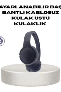 Bluetooth 5.0 Siyah Kablosuz Kulaklık 18 Saat Batarya Katlanabilir Tasarım