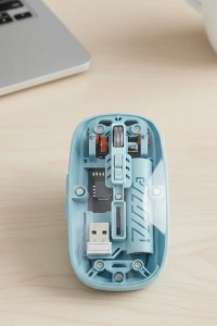Bluetooth 5.2 ve 2.4G USB Kablosuz Mouse Pilli Mavi Tasarım