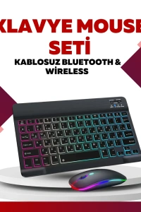 Bluetooth 5.3 Destekli Şarjlı Taşınabilir Klavye + Mouse Kombinasyonu