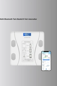Bluetooth Akıllı Tartı – 8 Fonksiyonlu Dijital Baskül, 180 kg Kapasiteli