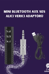 Bluetooth AUX Adaptör | 3.5mm Ses Girişi İçin Kablosuz Dönüştürücü, 10m Menzil