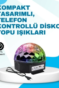 Bluetooth Bağlantılı Renkli Masaüstü Disko Topu Işık Gösterisi