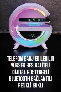 Bluetooth Hoparlör 15W Kablosuz Hızlı Şarj LED Gece Lambası