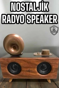 Bluetooth Hoparlör Ahşap Klasik Retro Gramofon Bluetooth Müzik Kutusu