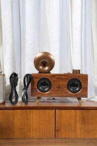 Bluetooth Hoparlör Ahşap Klasik Retro Gramofon Bluetooth Müzik Kutusu