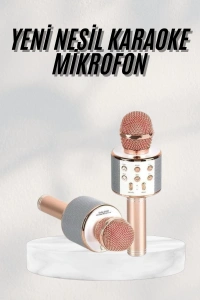 Bluetooth Hoparlör USB AUX SD Kart Kaoroke Mikrofon Uzun Pil Ömrü