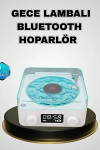 Bluetooth Hoparlörlü Gece Lambası Dijital Saat Ekranlı Su Dalgası Efektli Dekoratif