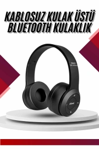 Bluetooth Kablosuz Kulaklık Siyah Wireless 5.0 Kulak Üstü Uzun Pil Ömrü