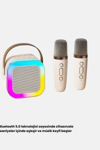 Bluetooth Karaoke Hoparlör Renkli LED Işıklı ve Type-C Şarjlı