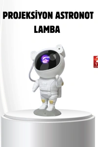 Bluetooth Müzikli Astronot Projeksiyon Lambası Yıldız ve Ay Efektli