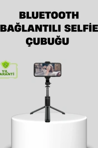 Bluetooth Selfie Çubuğu – 360° Dönebilen Başlık, Kablosuz Bağlantı