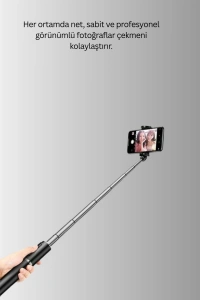 Bluetooth Selfie Çubuğu –  Katlanabilir, Uzaktan Kumandalı