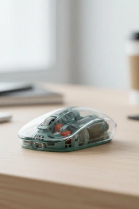 Bluetooth ve 2.4G USB Destekli Pilli Kablosuz Şeffaf Mouse