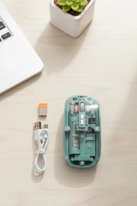 Bluetooth ve 2.4G USB Destekli Pilli Kablosuz Şeffaf Mouse