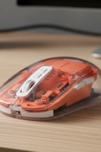 Bluetooth ve USB Destekli Kablosuz Şeffaf Mouse Sessiz Kullanım