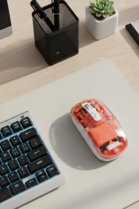 Bluetooth ve USB Destekli Kablosuz Şeffaf Mouse Sessiz Kullanım