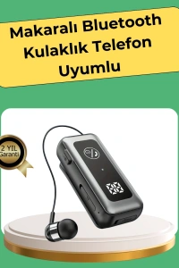Bluetooth 5.2 Kablolu Makaralı Kulaklık | Dijital Ekran ve Titreşimli Bildirim