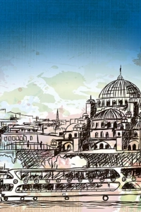 Boğazdan İstanbul Manzarası Kanvas Tablo 60 x 120