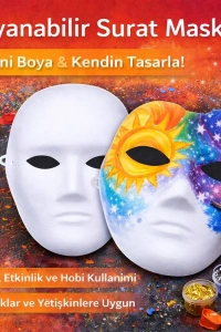 Boyanabilir Surat Model Maske – Lastikli | Kendin Tasarla