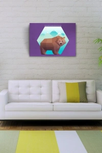 Boz Ayı Figürü Soyut Çalışma Kanvas Tablo 50 x 70