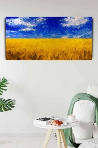 Buğday Tarlası ve Mavi Gökyüzü Kanvas Tablo 60 x 120