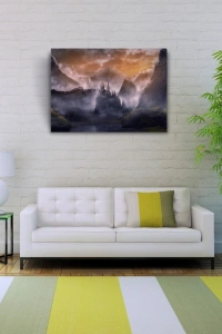 Bulutlar içinde Mistik Şato Kanvas Tablo 50 x 70