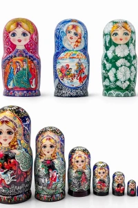 Büyük Boy 10lu Ahşap Matruşka Seti