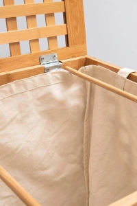 Büyük Boy Ahşap Bambu Kirli Sepeti 45x45x62