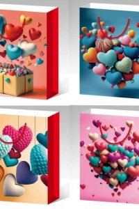 Büyük Boy Kalp Desenli Karton Çanta