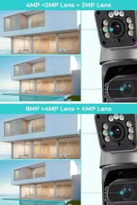 Çakarlı Çift Lensli Dış Mekan Güvenlik Kamerası