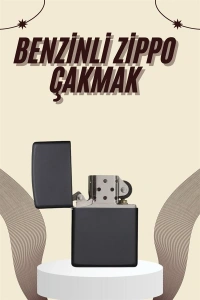 Çakmak Parlak Siyah Benzinli Çakmak Cep Boy Doldurulabilir