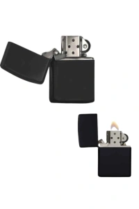 Çakmak Parlak Siyah Zippo Benzinli Çakmak Cep Boy Doldurulabilir